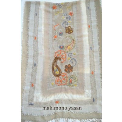 画像3: ウールコットン　三重ね刺繍ストール