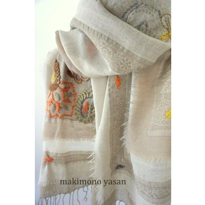 画像6: ウールコットン　三重ね刺繍ストール
