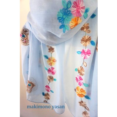 画像5: コットン刺繍大判ストール