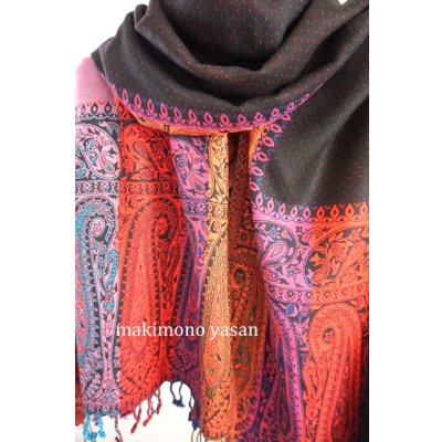 画像6: シルク混極上パシュミナストール　ペイズリードッド