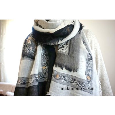 画像6: ウールコットン　三重ね刺繍ストール