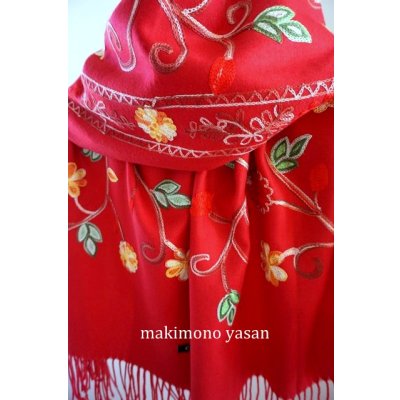 画像5: カシミア混花刺繍ウールストール